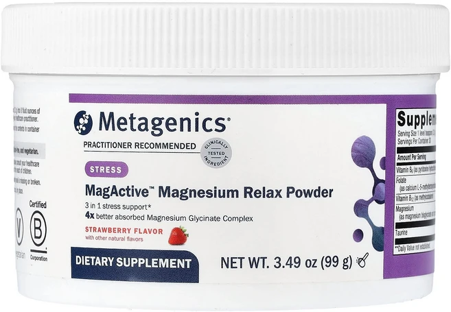 Metagenics MagActive™ Magnesium Relax Powder Strawberry 3.49 oz 99 g, 99g, 1개 - 쿠팡