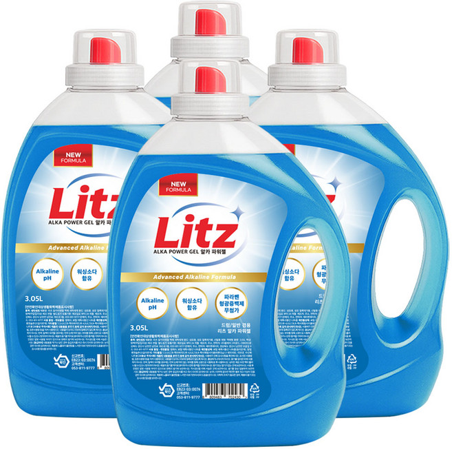 리츠 알카파워젤 고농축 알칼리 액체세제, 4개, 3.05L