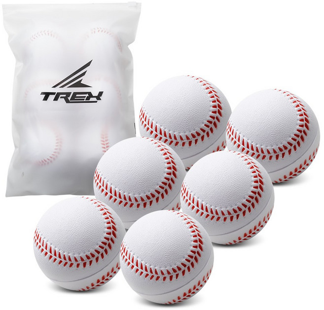 티렉스 소프트 야구공 안전야구공 소프트볼, 화이트, 6개