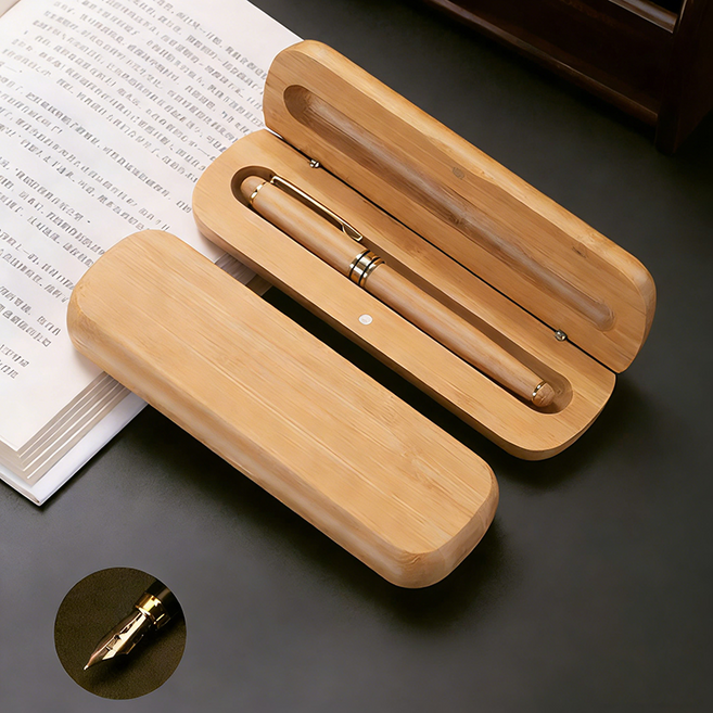 ZENY 수제 실목 만년필 기프트 세트, 죽목, F