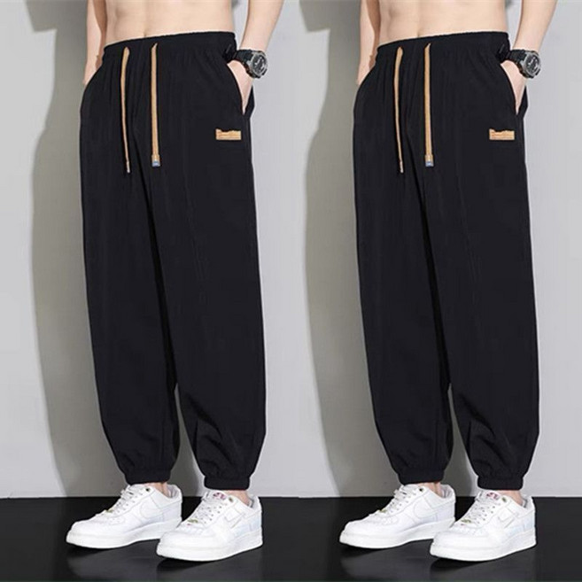 메인워크 1+1 남성 빅사이즈 트레이닝 바지 봄가을 간절기 하이웨스트 스판 런닝 와이드 루즈핏 아웃도어 조거 팬츠 2매입