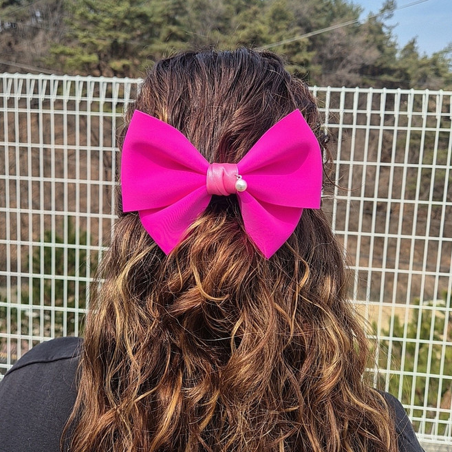 (신상 할인)달꼼세 자체제작 7가지 색상 인기만점 골프라운딩 포인트 네오플랜 진주 포인트 빅 리본 헤어핀