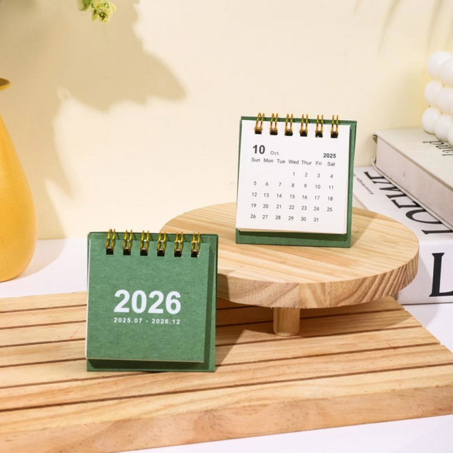 2026년 달력 19개월 1월부터 2027년 7월까지 일일 일정 미적 종이 사무용품 연간 계획, green S