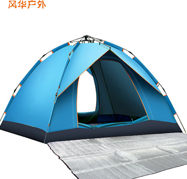 캠핑 텐트 비치텐트 더블 방우 패밀리 가족용 텐트, 3-4, 유압 텐트-인디고 수분 매트
