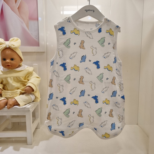 아가방 NC엑스코점 2026 신상! 부드러운 촉감 귀여운 공룡 패턴 루키 뱀부 스판 수면조끼! 아기 배앓이방지 유아 여름 수면조끼! 에어컨 바람막이 어린이집 낮잠조끼 출산선물 추천