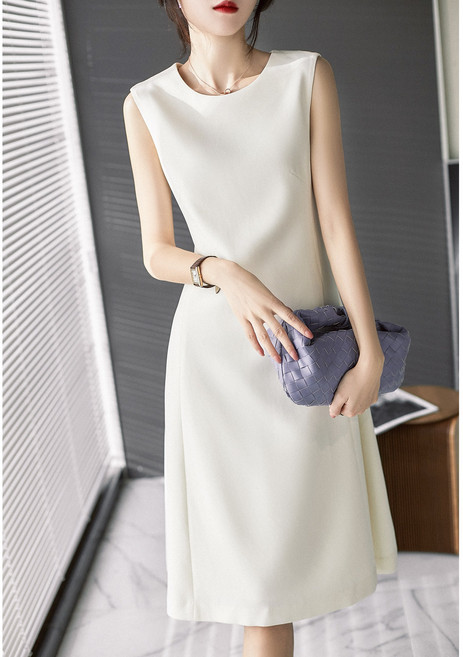 영메이 YM23145S 여성 정장 민소매 미디 원피스