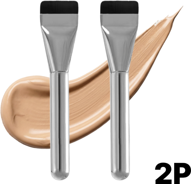 ETCM 결자국제로 초밀착 파운데이션 브러쉬 2P, 2개, 실버