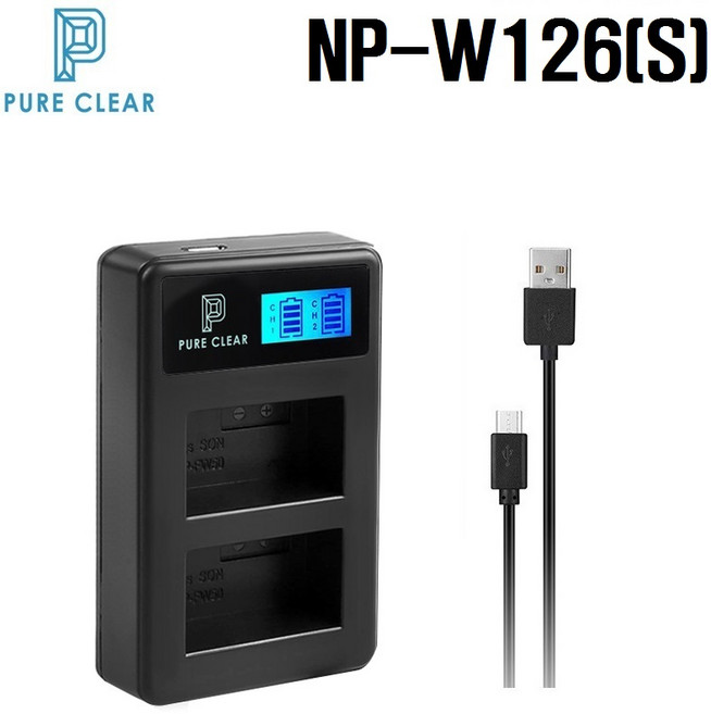 퓨어클리어 후지 NP-W126 LCD 듀얼 USB 호환충전기, JND-PURECLEAR-TWO