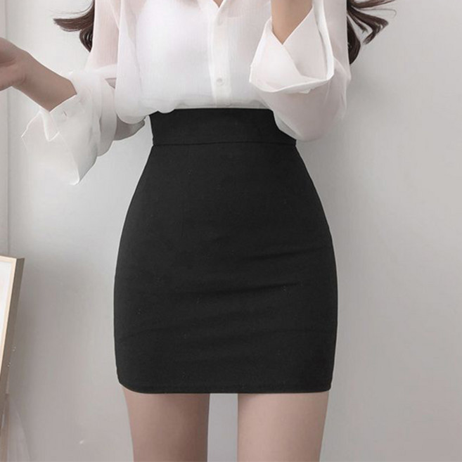 슬림소녀 여성 봄여름 오피스룩 힙업 스커트 슬림스판 하이웨스트 미니 스커트