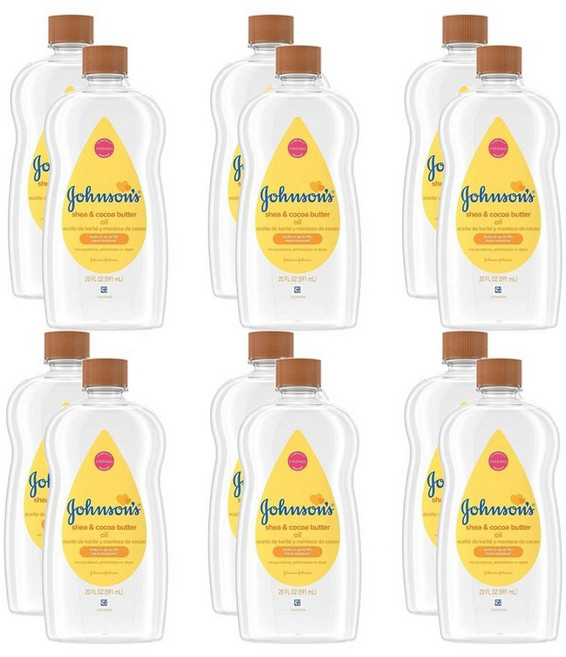존슨즈 베이비 Johnsons Baby 오일 시어 & 코코아 버터 Oil Shea & Cocoa Butter, 591ml, 12개