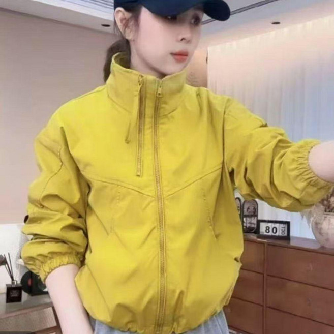 時尚立領雙拉鍊女裝衝鋒衣 學院風寬鬆大碼外套