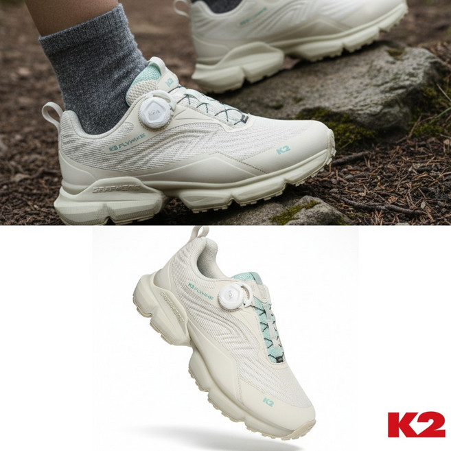 [백화점출고] K2 트레킹화 등산화 경등산화 여성 플라이 하이크 레아 아이보리 경량 에어 쿠션 보아 다이얼 로우컷 워킹화