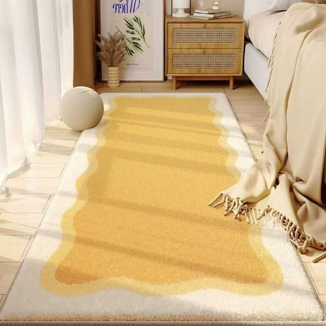 직사각 러그 침대 인테리어 단모 옆 말차 토끼 밑