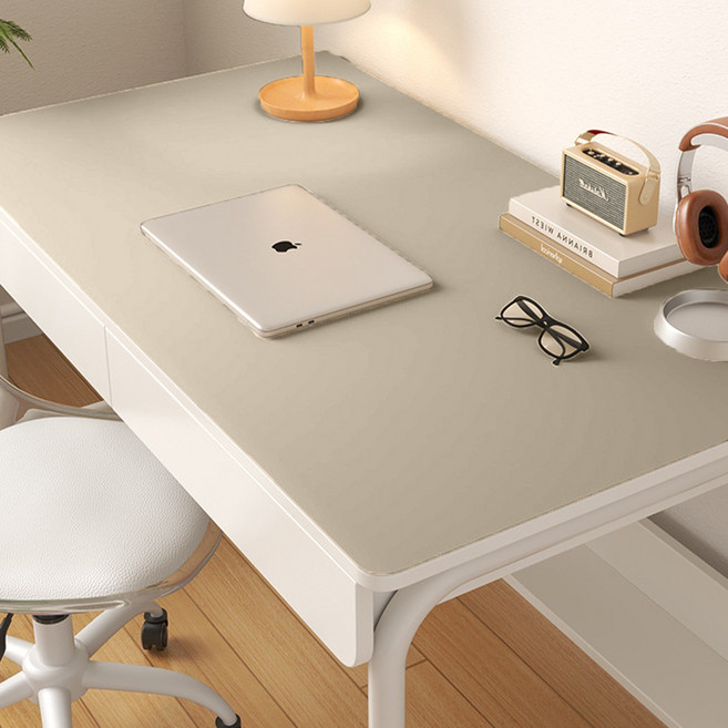 가죽 컴퓨터 책상 매트 대형 와이드 데스크패드 게이밍 마우스 장패드 방수 테이블보, 베이지