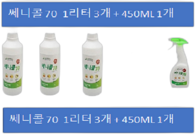 쎄니크로 쎄니콜70 알콜소독제 (3+1) (국내산.당일발송), 1개, 1000ml