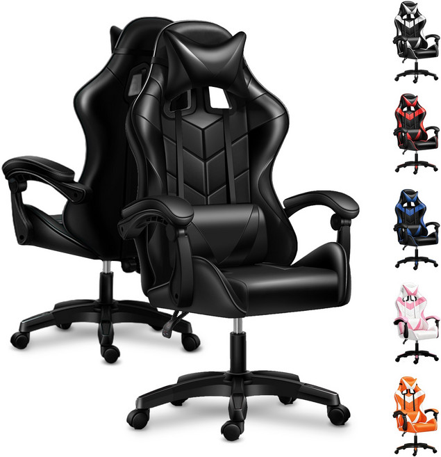 2026 최신형 FITNEST 게이밍 의자 인체공학 각도조절 누울 디자인 사무 재택근무용 하중 160kg 튼튼한, 올블랙