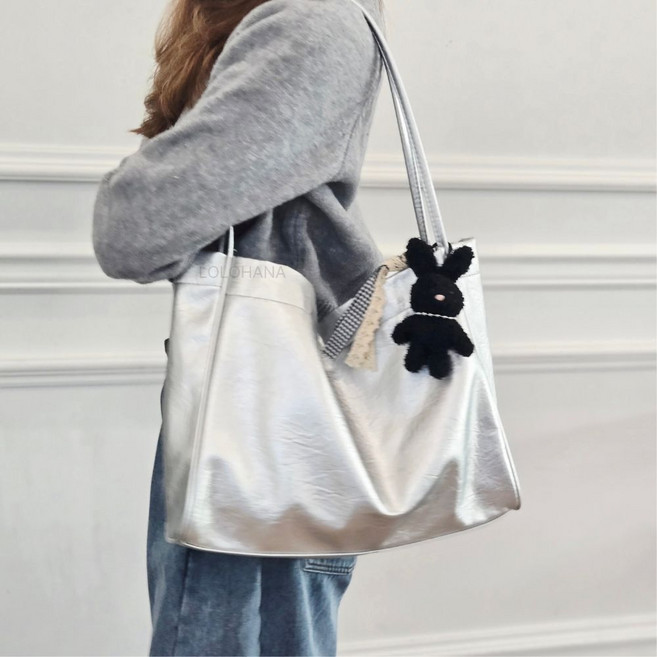 여성 실버빅백 보부상가방 본품+파우치+키링 세트