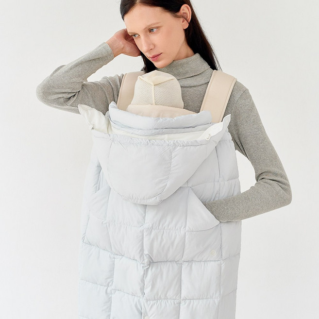 구스켓 유아용 패딩 아기띠 워머, 실버그레이