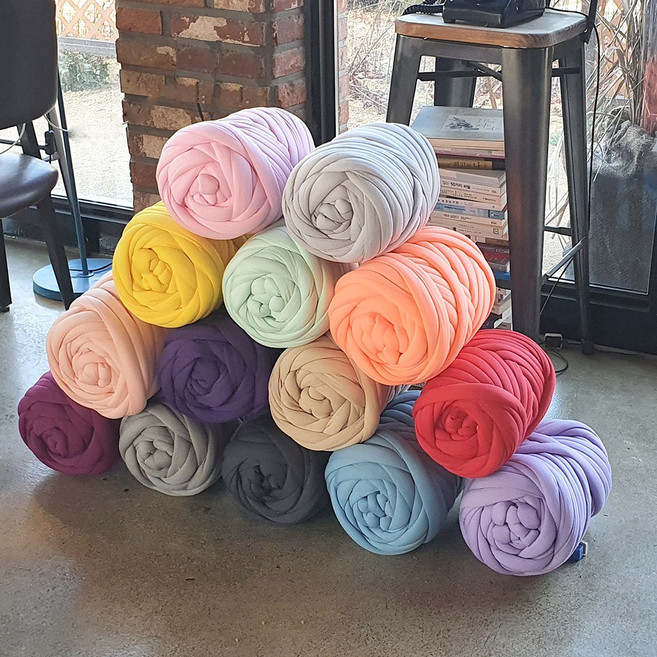 통통한 두꺼운실 DIY 왕모찌실 패브릭 얀 굵은실 암 핸드 니팅 루피망고실 2.5cm, 핑크, 500g, 1개