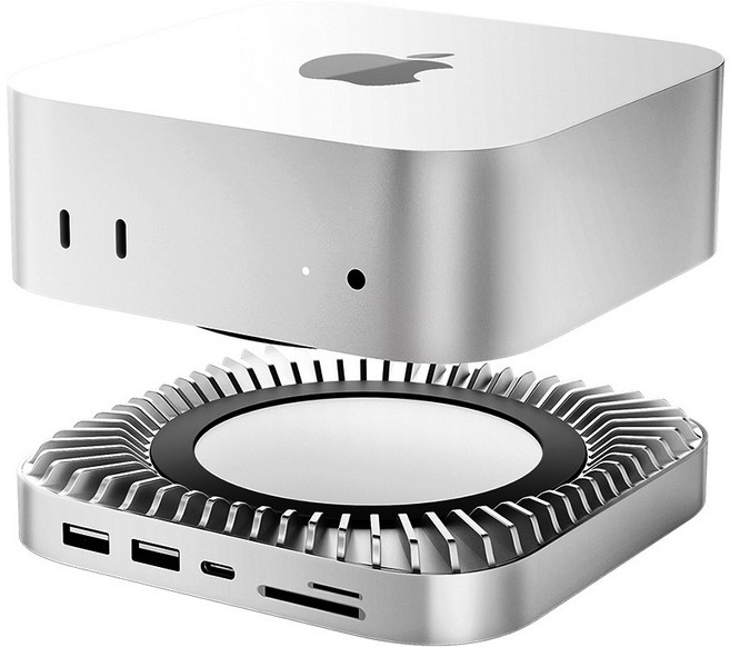 MOVESPEED DK5A1 USB C 도킹 스테이션 NVMe SSD 확장 4K HDMI 10Gbps SD TF 카드리더기 3.5mm 오디오 Mac mini M4 M4 Pro 호환, 은색