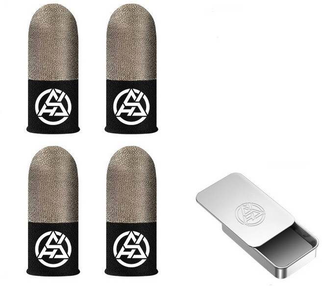 게이밍 골무 + 케이스 세트 야광 손가락 장갑, 2개, 은색, X01