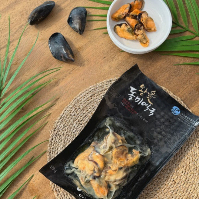 홍합 왕애돌미역국 밀키트 2인분 견내량 미역 캠핑 생일, 2개, 270g