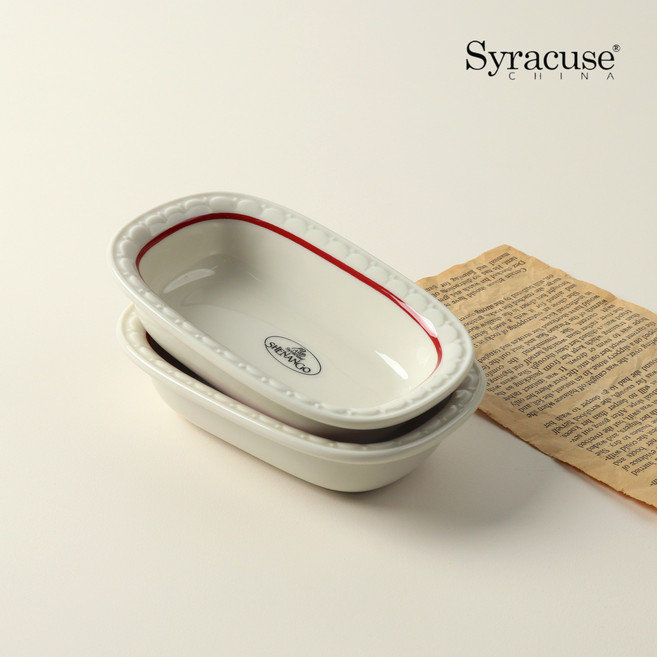 시라쿠스 쉐난고 카디날 둥근 직사각볼 S, 2개, 화이트&버건디라인