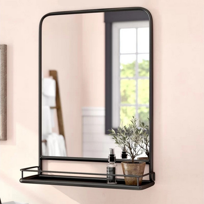 문걸이 거울 화장대 인테리어 거는 후크 문에 공간활용 디자인 바구니 입식 화장대 수납 선반, 폭 0.4-0.6미터, 블랙