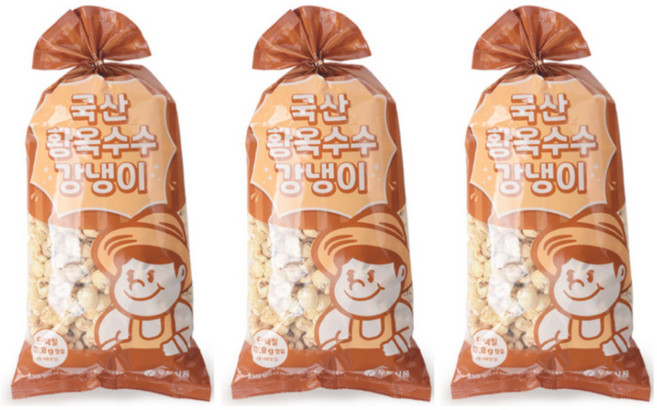 두보식품 국산 황옥수수 강냉이 230g 3개 국내산 튀밥 단백질 대용량 뻥튀기 가정용 업소용 과자 안주 기본안주 간식 술집 식당