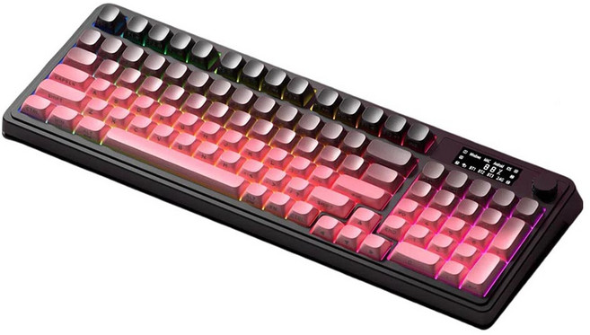 AULA S99 프로 3모드 유무선 키보드 멀티 기능 디스플레이 RGB 버전, 블랙 베리, 제조사축