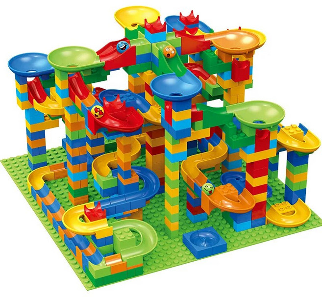 미니 크기 석 레이스 실행 블록 미로 공 빌딩 깔때기 슬라이드 DIY 장난감 어린이 교육 선물, [10] 84PCS, 1개