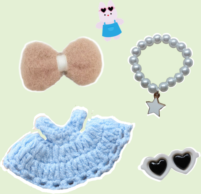 티니숲속 모루인형 꾸미기 10종 소품 코디 세트 인형 옷 입히기, 1개, 스카이블루원피스