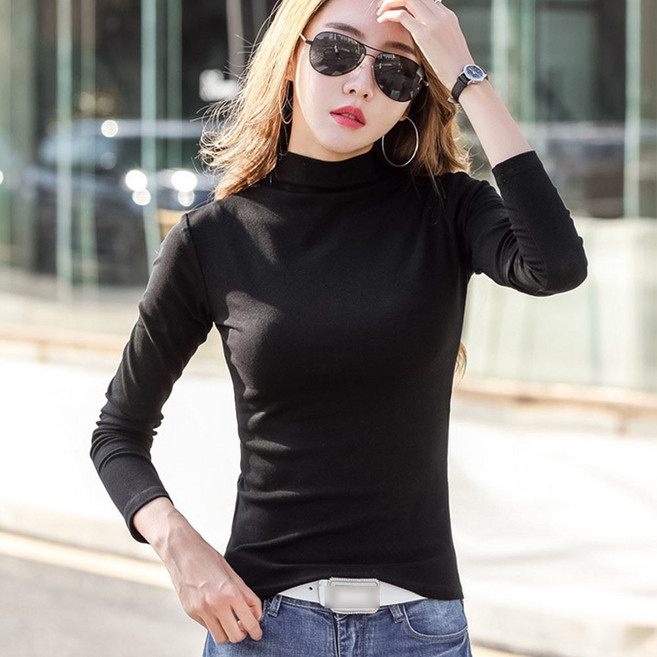 beibaobao NO-220 여성티셔츠 여성긴팔티셔츠 여성폴라티 여성목폴라 여자목티셔츠 여성가을티셔츠 여성겨울티셔츠 여성터틀넥티셔츠 여자스판티 여성면티 여성무지티 여성이너티