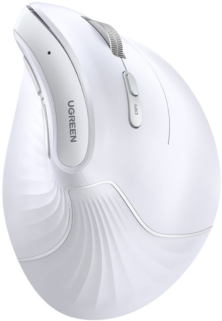 유그린 버티컬 인체공학 트리플 멀티태스킹 무선 블루투스 무소음 마우스 4000DPI MU008, 화이트
