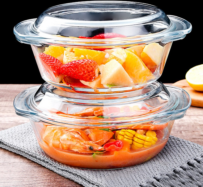 Qiaokao 유리 전자레인지 용기, 클리어 1500ml, 2개