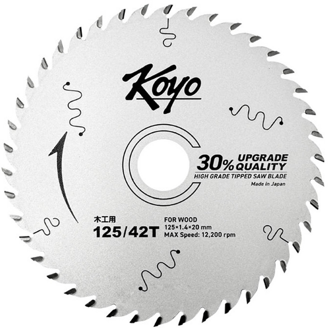 [코요] WOOD-125FL / 코요 불소코팅 목공용 원형톱날 5인치 125mm 42날 (A-50500 타입), 1개