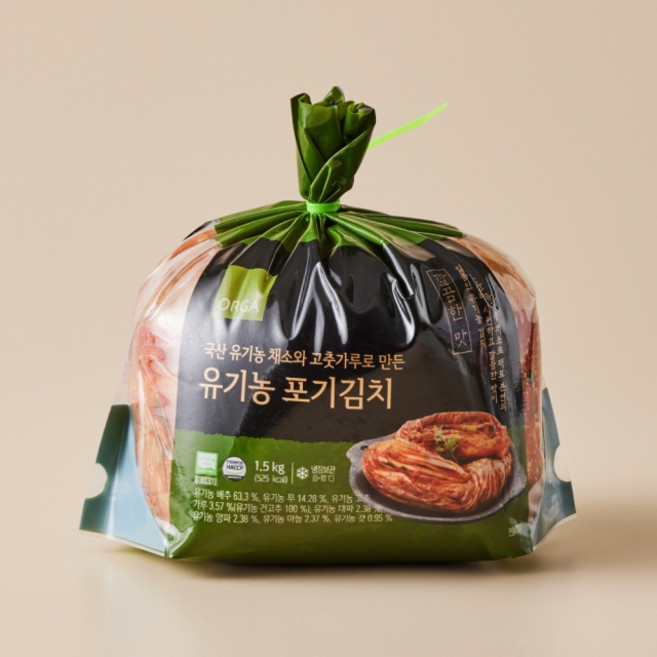 풀무원 올가 국산 유기농 채소와 고춧가루로 만든 유기농 포기김치, 1.5kg, 1개