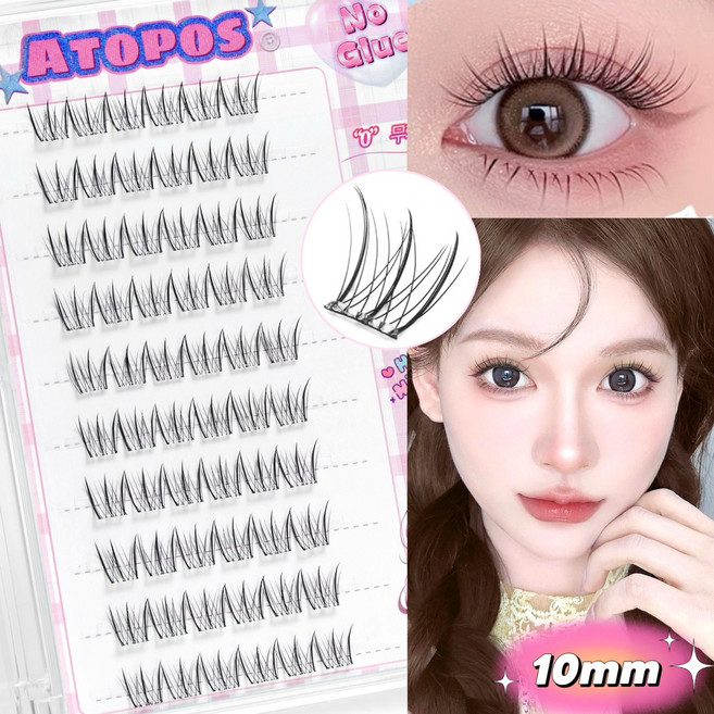 아토포스 노글루 속눈썹 포인트 아이래쉬 10mm 내추럴 볼륨감UP 셀프연장, 1개, 투명라인