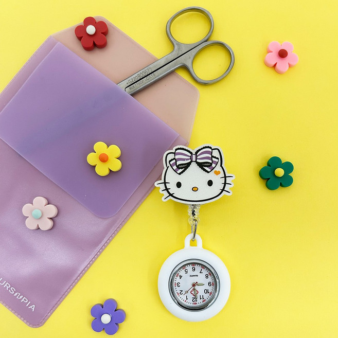 간호사시계 키티 릴홀더시계 걸이형시계 간호실습준비물