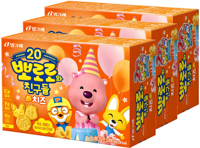 빙그레 뽀로로와친구들 크레커, 65g, 3개