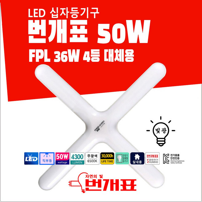 번개표 LED십자등 원형십자등기구 50W 주광색