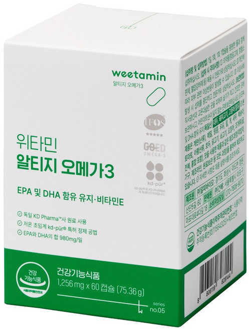 위타민 알티지오메가3 비린내없는 레몬향 초임계 rTG 혈행개선 눈건강, 60정, 1박스