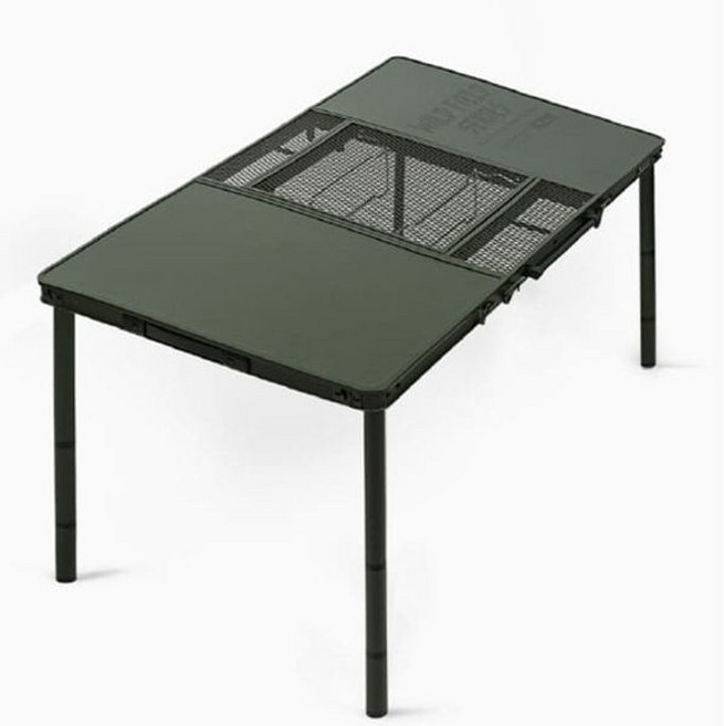 카즈미 와일드필드 3폴딩 BBQ 캠핑 야외 테이블 카키, 3폴딩 BBQ 테이블, 3폴딩 BBQ 테이블