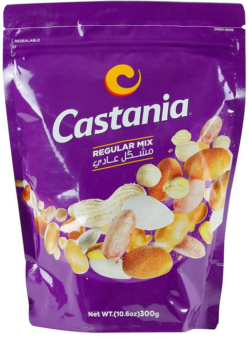 카스타니아 BBQ 레바논 혼합 견과류 피스타치오 아몬드 캐슈 헤이즐넛 땅콩 호박씨 옥수수 병아리콩을 사용한 슈퍼 엑스트라 믹스 10.6온스(4팩), 11 Regular Mix with Peanuts, P, 10.6 Ounce (Pack of 1)