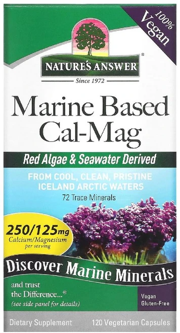 네이처스앤서 해양 유래 칼슘-마그네슘 베지 캡슐 120정 미국 해외 직구 뼈건강, 1개 - 쿠팡