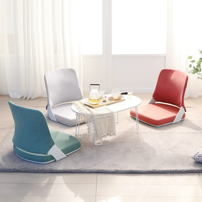 린백 LB01S 누비 등받이 조절 허리 편한 자세 교정 거실 TV 좌식 의자, 민트