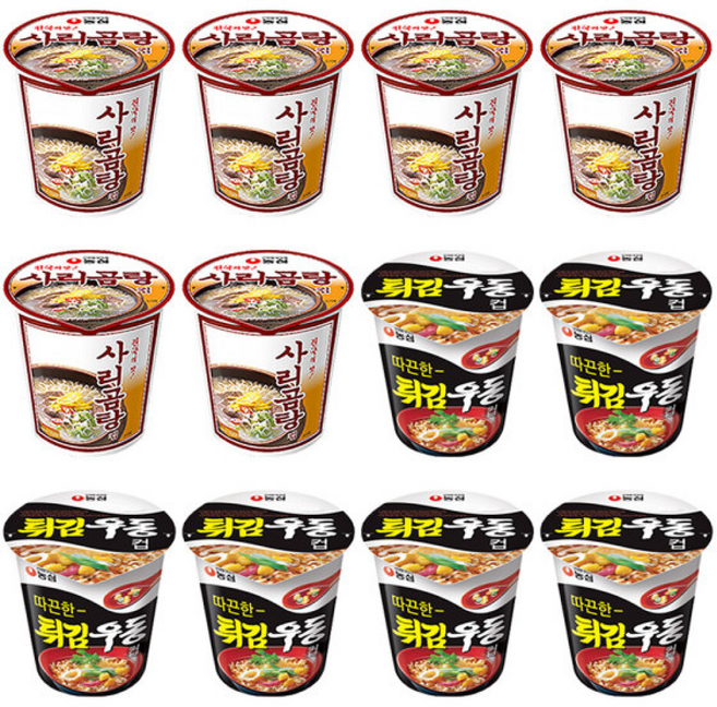 농심 소컵 컵라면 튀김우동 + 사리곰탕 (총) 6+6 컵라면 소컵