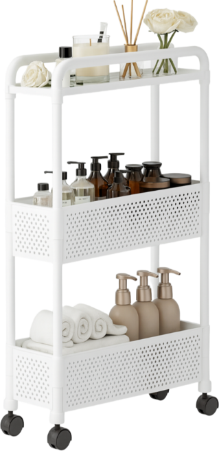 라로미 폭13cm 이동식 틈새수납장, 화이트