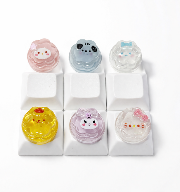 귀여운 기계식 키보드 키캡 포인트 스티커 3가지 (키캡키링호환), 청축, pudding, 동물푸딩6개+키캡6개
