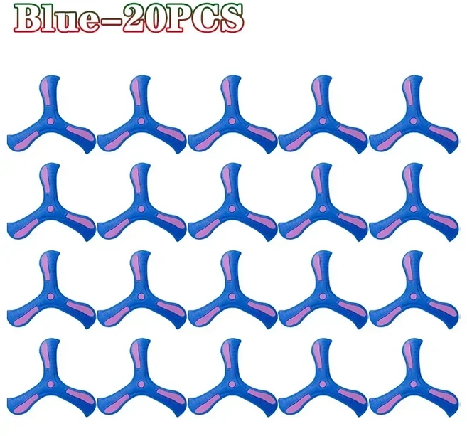 1 20PCS 애완 동물 및 14세 이상를위한 트라이 블레이드 부메랑 야외 장난감 안전 내구성 비행 디스크 가족, 13 Blue 20PCS